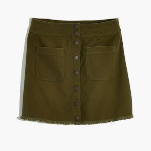 Raw-Hem A-Line Mini Skirt in Kale